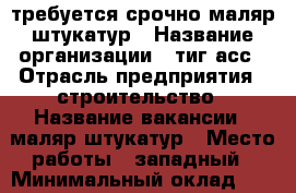 требуется срочно маляр-штукатур › Название организации ­ тиг асс › Отрасль предприятия ­ строительство › Название вакансии ­ маляр-штукатур › Место работы ­ западный › Минимальный оклад ­ 50 000 › Возраст от ­ 18 › Возраст до ­ 60 - Краснодарский край, Краснодар г. Работа » Вакансии   . Краснодарский край,Краснодар г.